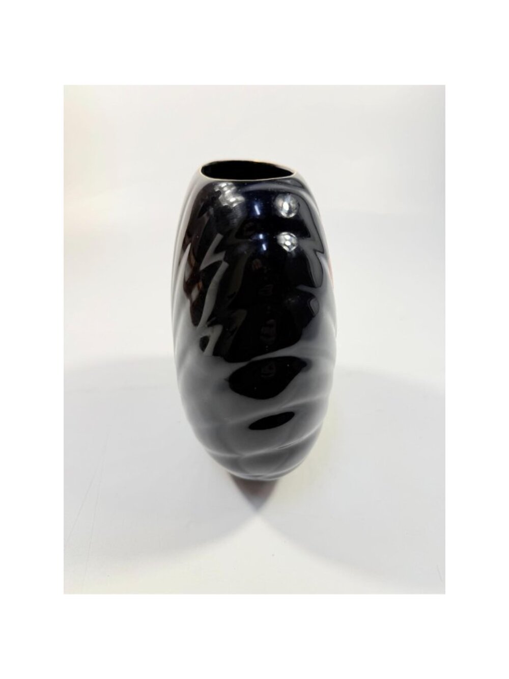Oriental Vase Black Gloss Porcelain Red Poppies Flowers Poppy Fine China Japan 8 - Picture 6 of 16